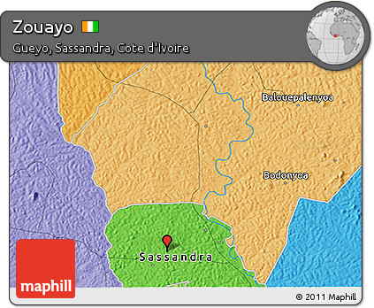 Political 3D Map of Zouayo
