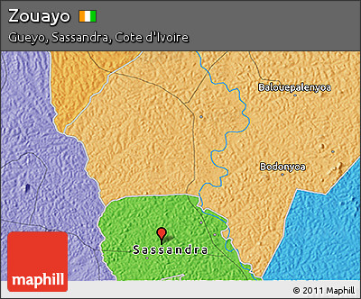 Political 3D Map of Zouayo