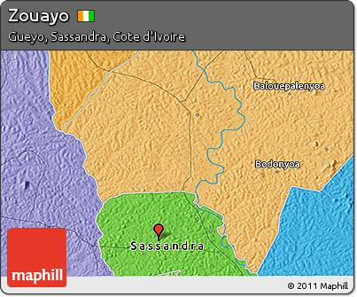 Political 3D Map of Zouayo