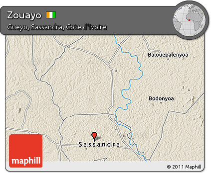 Shaded Relief 3D Map of Zouayo