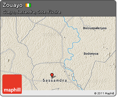 Shaded Relief 3D Map of Zouayo