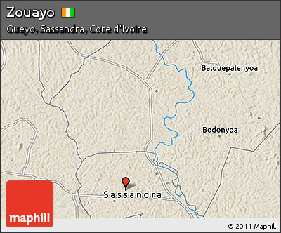 Shaded Relief 3D Map of Zouayo
