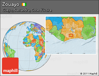 Political Location Map of Zouayo