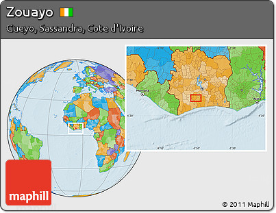 Political Location Map of Zouayo