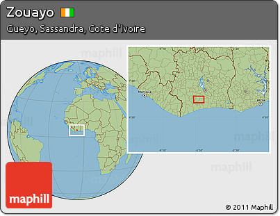 Savanna Style Location Map of Zouayo