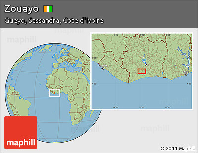 Savanna Style Location Map of Zouayo