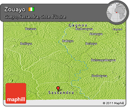 Physical Panoramic Map of Zouayo