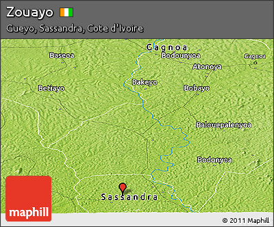 Physical Panoramic Map of Zouayo