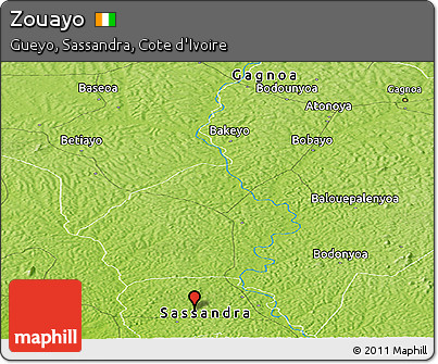 Physical Panoramic Map of Zouayo