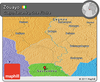Political Panoramic Map of Zouayo