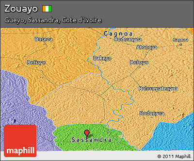 Political Panoramic Map of Zouayo