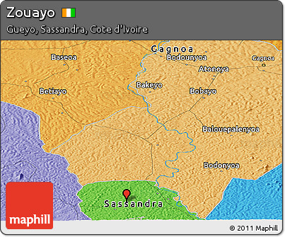 Political Panoramic Map of Zouayo