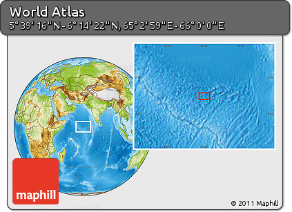 Physical Location Map of the Area around 5° 56' 49" N, 65° 31' 30" E