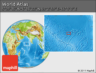 Physical Location Map of the Area around 5° 56' 49" N, 65° 31' 30" E