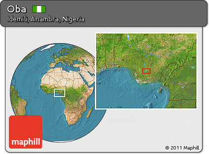 Satellite Location Map of Oba