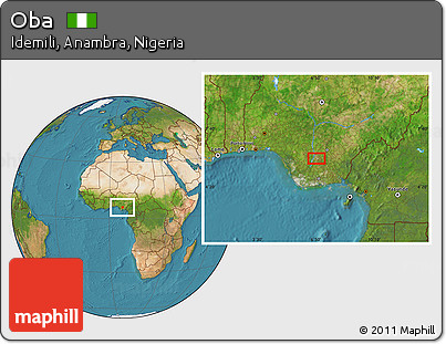 Satellite Location Map of Oba