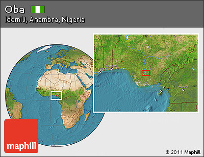 Satellite Location Map of Oba