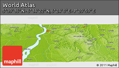 Physical Panoramic Map of the Area around 5° 56' 49" N, 6° 52' 30" E