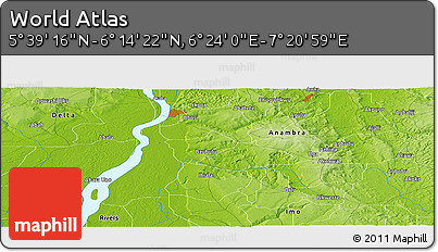 Physical Panoramic Map of the Area around 5° 56' 49" N, 6° 52' 30" E