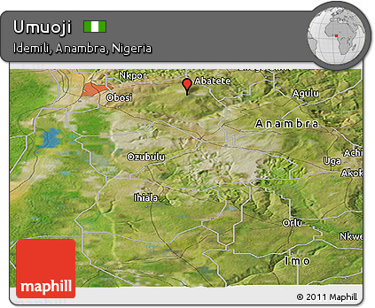 Satellite Panoramic Map of Umuoji