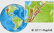 Physical Location Map of the area around 5° 56' 49" N, 72° 10' 30" W