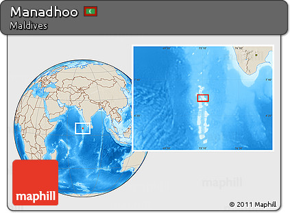 Shaded Relief Location Map of Manadhoo