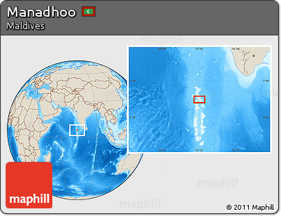 Shaded Relief Location Map of Manadhoo