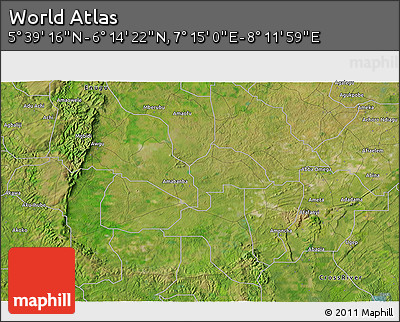 Satellite 3D Map of the Area around 5° 56' 49" N, 7° 43' 29" E