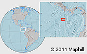 Gray Location Map of the area around 5° 56' 49" N, 83° 13' 29" W, hill shading
