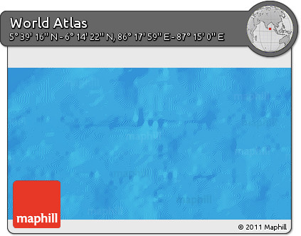 Physical 3D Map of the Area around 5° 56' 49" N, 86° 46' 30" E