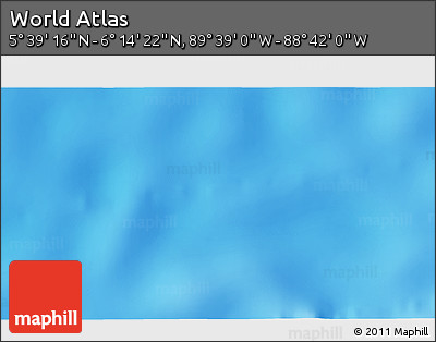 Shaded Relief 3D Map of the Area around 5° 56' 49" N, 89° 10' 30" W