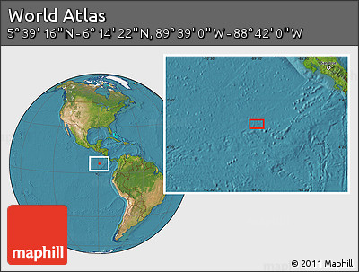 Satellite Location Map of the Area around 5° 56' 49" N, 89° 10' 30" W