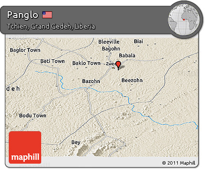 Shaded Relief Panoramic Map of Panglo