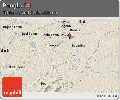Shaded Relief Panoramic Map of Panglo