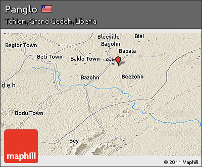 Shaded Relief Panoramic Map of Panglo