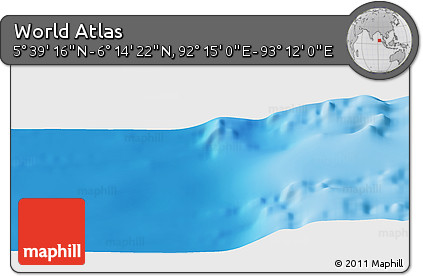 Physical Panoramic Map of the Area around 5° 56' 49" N, 92° 43' 29" E