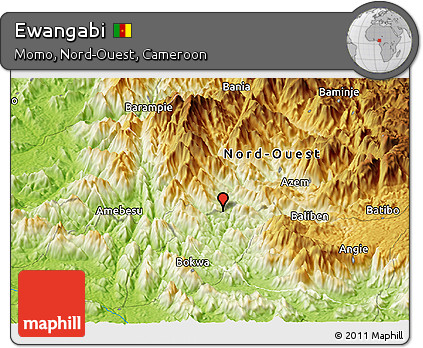 Physical Panoramic Map of Ewangabi