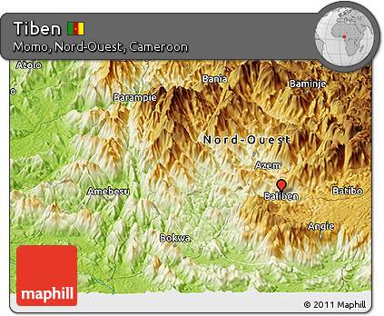 Physical Panoramic Map of Tiben