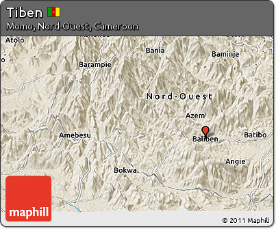 Shaded Relief Panoramic Map of Tiben