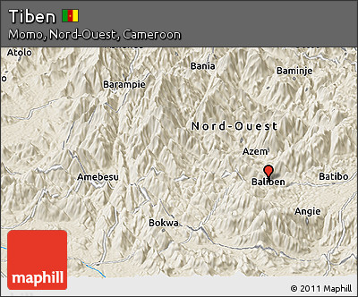 Shaded Relief Panoramic Map of Tiben