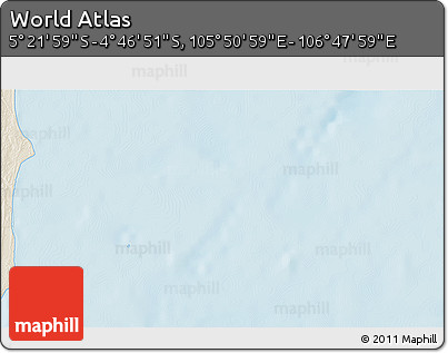Shaded Relief 3D Map of the Area around 5° 4' 25" S, 106° 19' 29" E