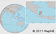 Gray Location Map of the area around 5° 4' 25" S, 107° 10' 30" E