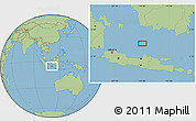 Savanna Style Location Map of the area around 5° 4' 25" S, 110° 34' 29" E