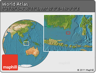 Satellite Location Map of the Area around 5° 4' 25" S, 115° 40' 30" E