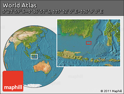 Satellite Location Map of the Area around 5° 4' 25" S, 115° 40' 30" E