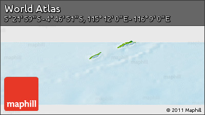 Physical Panoramic Map of the Area around 5° 4' 25" S, 115° 40' 30" E