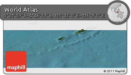 Satellite Panoramic Map of the Area around 5° 4' 25" S, 115° 40' 30" E