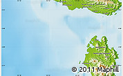 Physical Map of the area around 5° 4' 25" S, 121° 37' 30" E