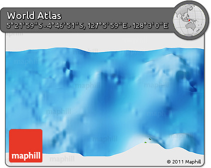 Physical 3D Map of the Area around 5° 4' 25" S, 127° 34' 30" E