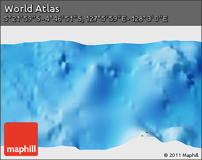 Physical 3D Map of the Area around 5° 4' 25" S, 127° 34' 30" E
